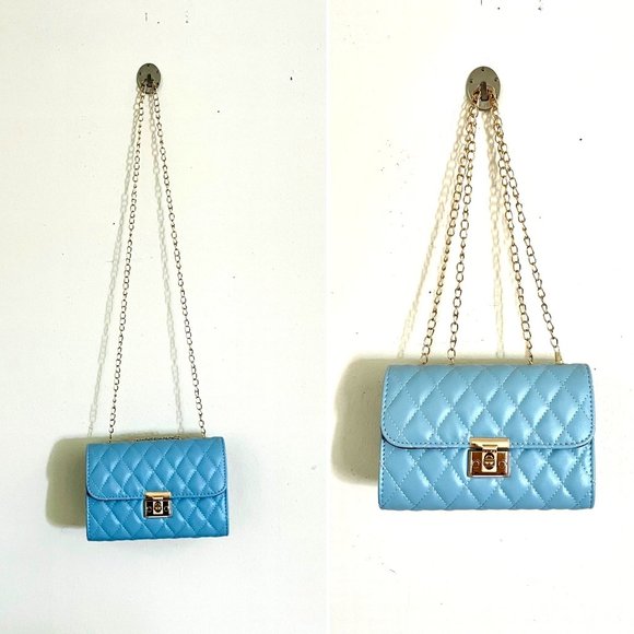 Quilted Crossbody Bag with Fashionable Chain strap adustible Shoulder Bag New - Picture 1 of 14